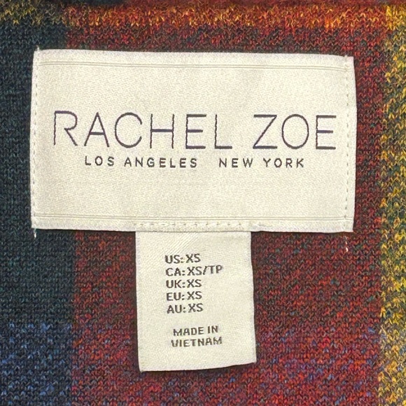 Rachel Zoe oversized bohemian retro colorful glam long wool blend plaid coat XS - Picture 5 of 6